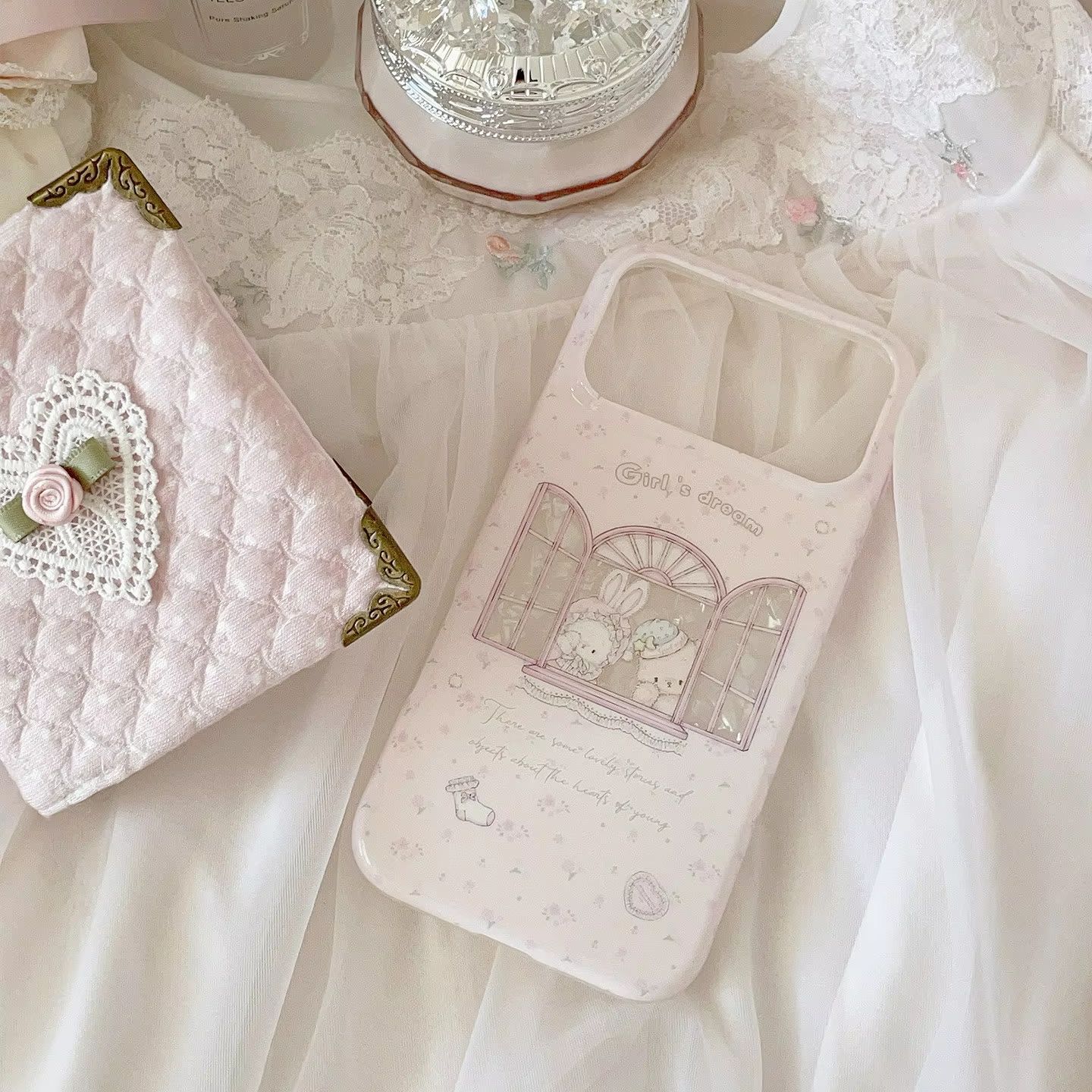 Phone Accessories For Girls - Kawaii Bunny Bear Bloemige Roze Y2K