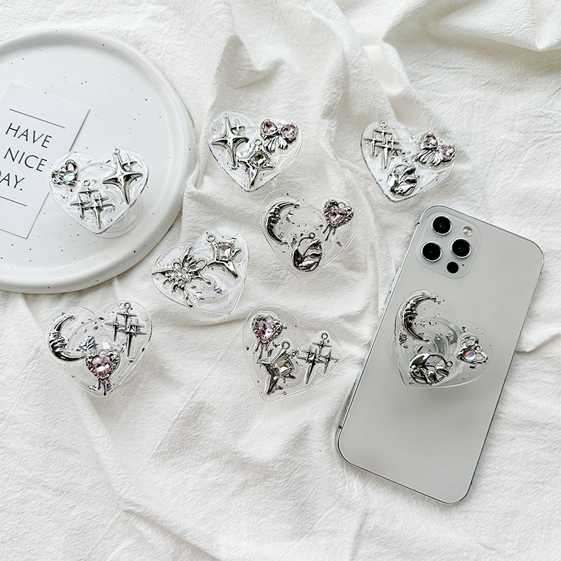Phone Accessories For Girls - Transparante telefoonhouder met kleeflaag, Y2K coquette