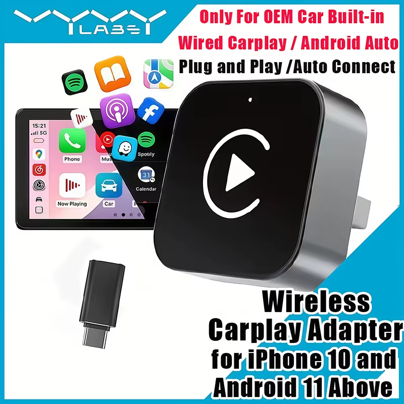 Phone Accessories Business - 2-in-1 draadloze CarPlay-adapter Plug-and-Play voor iPhone