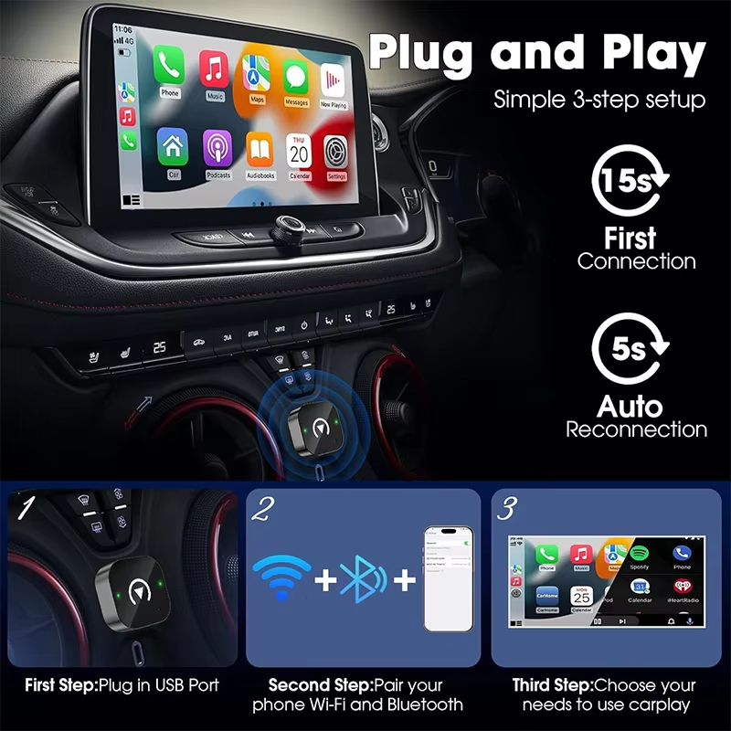 2-in-1 draadloze CarPlay-adapt - Phone Accessories Business recensie en prijs